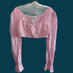 Princess Polly Pink Floral Long Sleeve Crop Top 6 Susanna Cottagecore Coquette